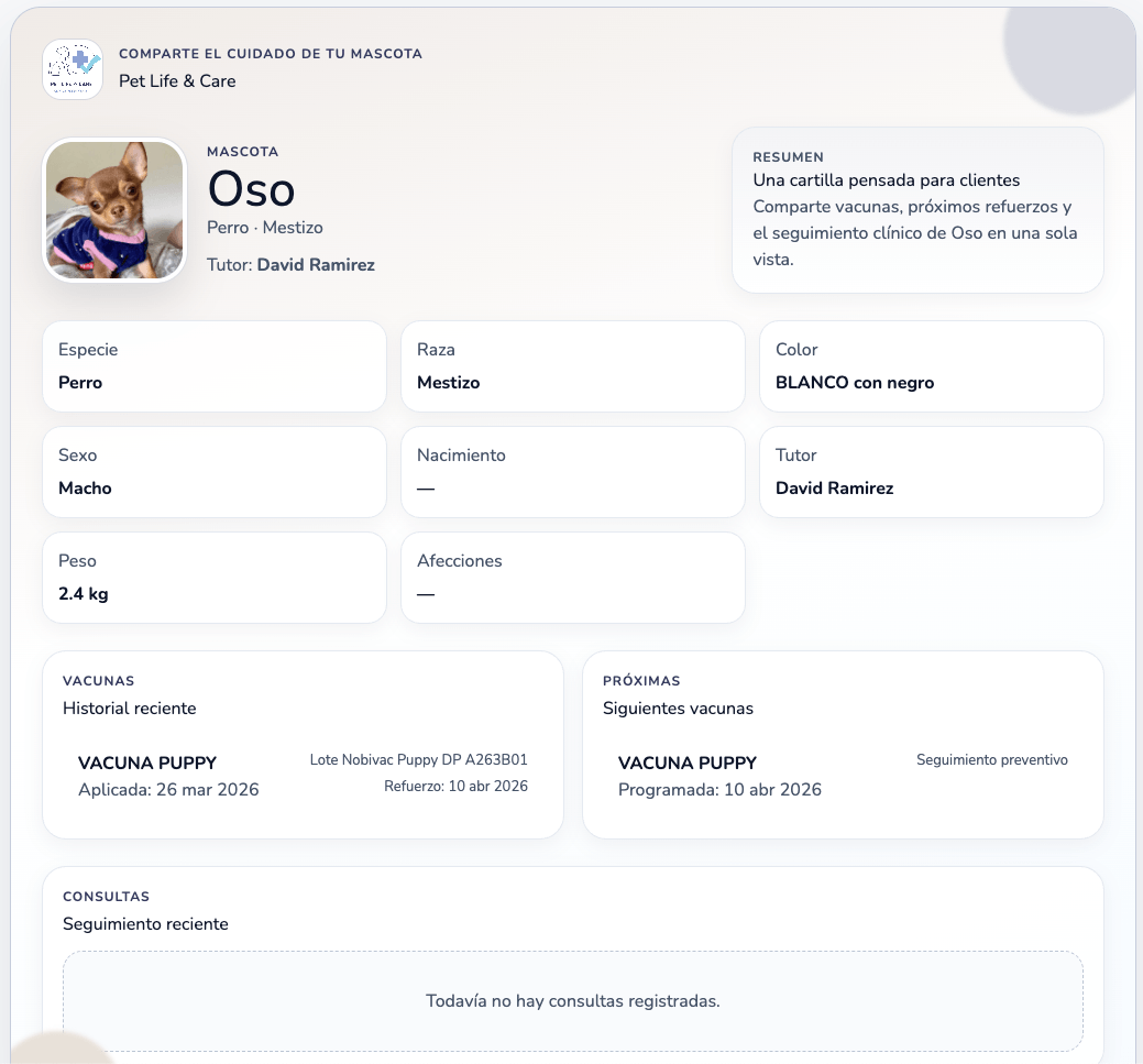 Cartilla digital en LIUS Vet