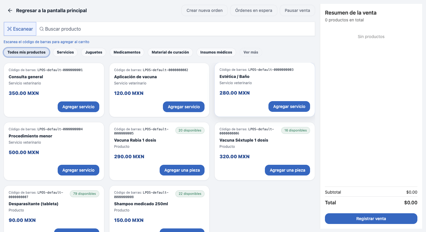 Punto de venta en LIUS Vet