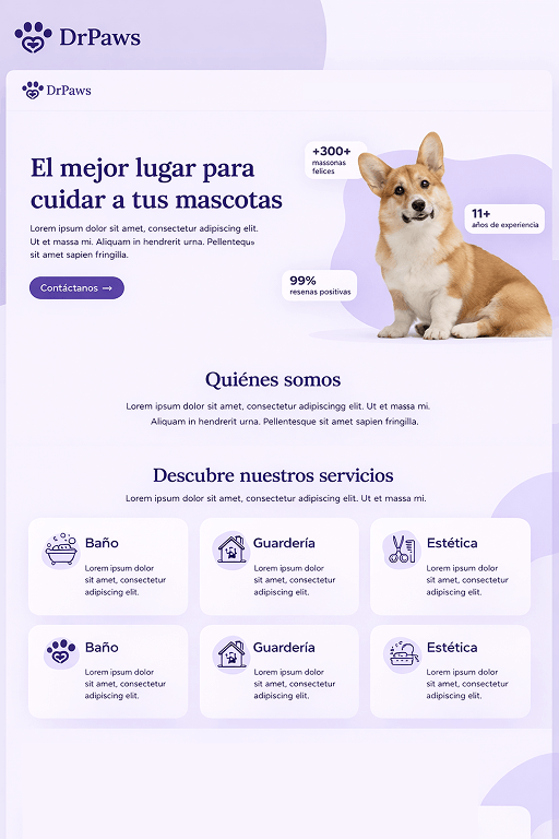 Página web para clínica en LIUS Vet